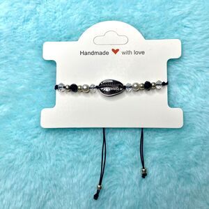 Cowrie Shell & Pearl Beaded Bracelet - Black Adjustable Handmade Beach Jewelry